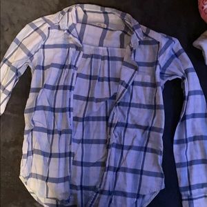 hollister flannel blue navy and white